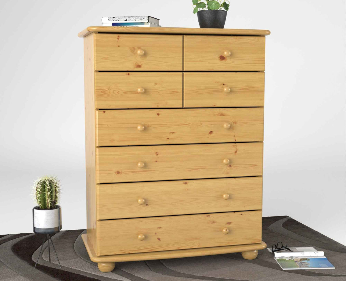 Anika Bio Kiefer Massivholz Kommode 8-Schubladen aus 100% Bio Kiefer
