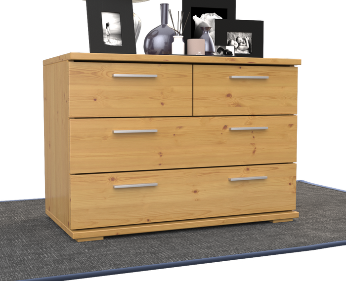Nobis Kommode aus Bio Kiefer | Sideboard | Anrichte mit 4 Schubladen | 57 cm hoch | 100% Massivholz