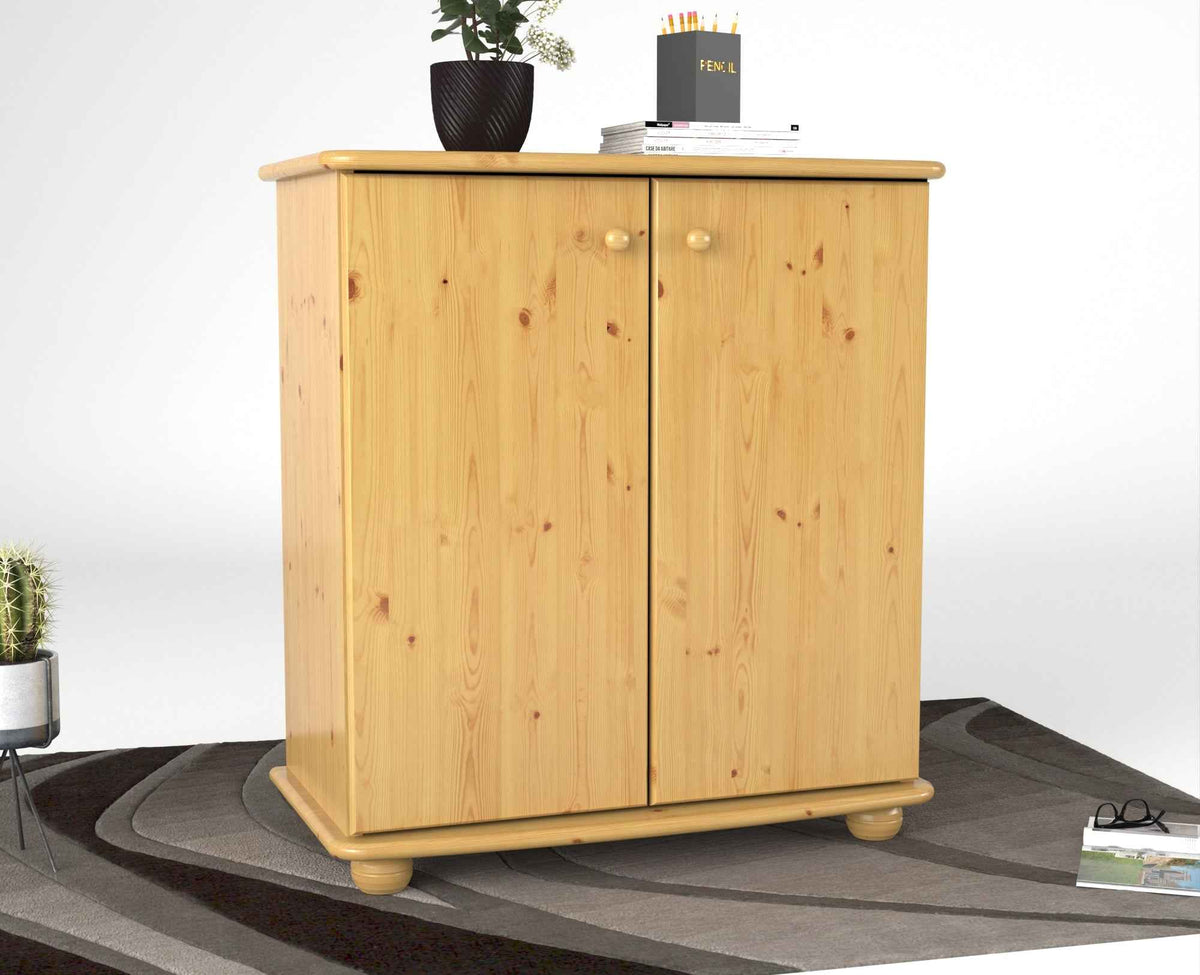 Anika Kommode Bio Kiefer Massivholz | 2-Türig Sideboard mit Regalfächer aus 100% Massivholz