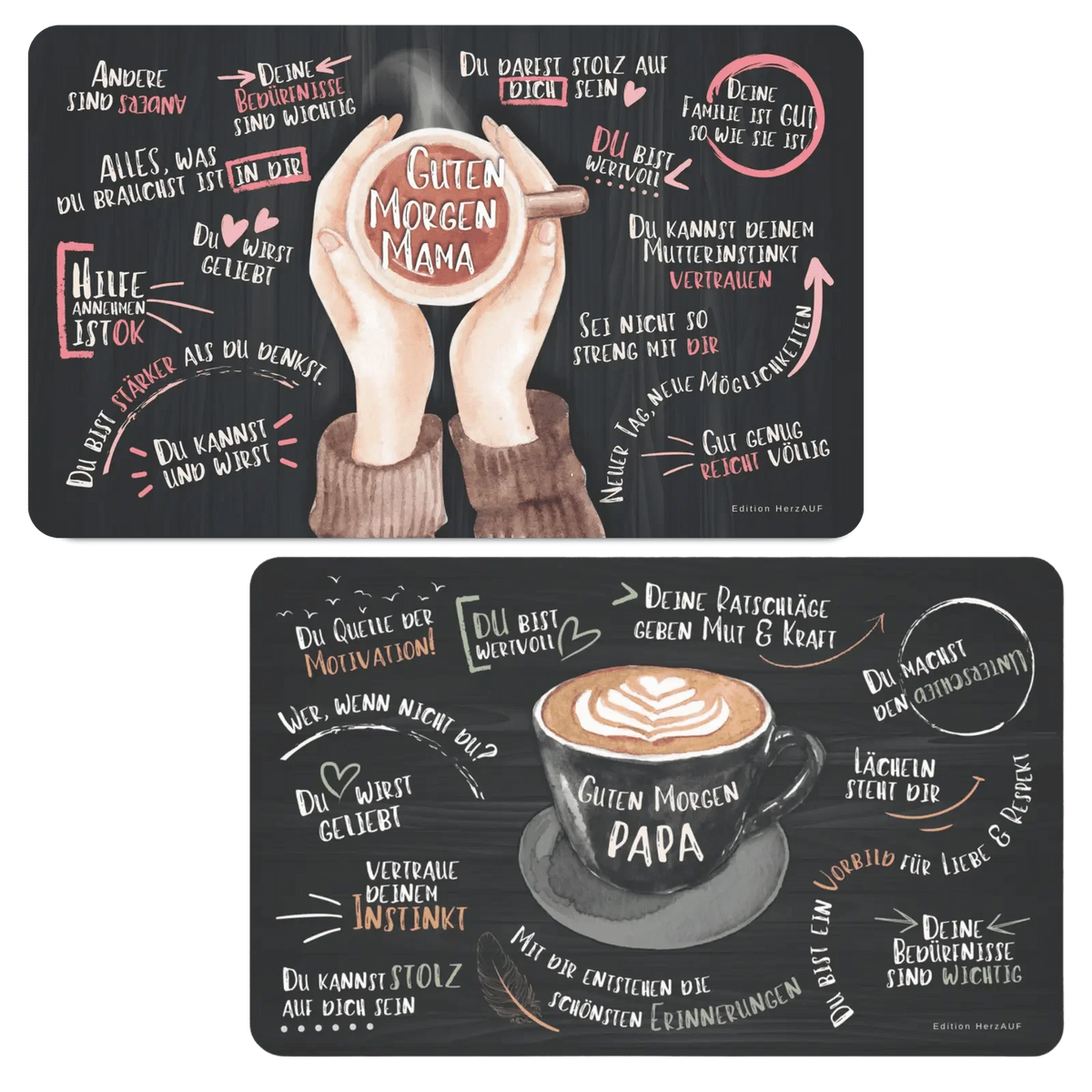 Frühstücksbrettchen Set „Guten Morgen Mama und Papa“ – Ein liebevolles Dankeschön für die besten Eltern der Welt