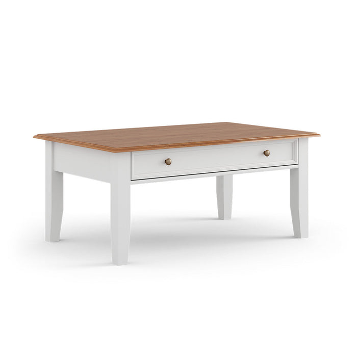 Bologna Elegante Massivholz Couchtisch – Stilvolles Design in Weiß und Eiche