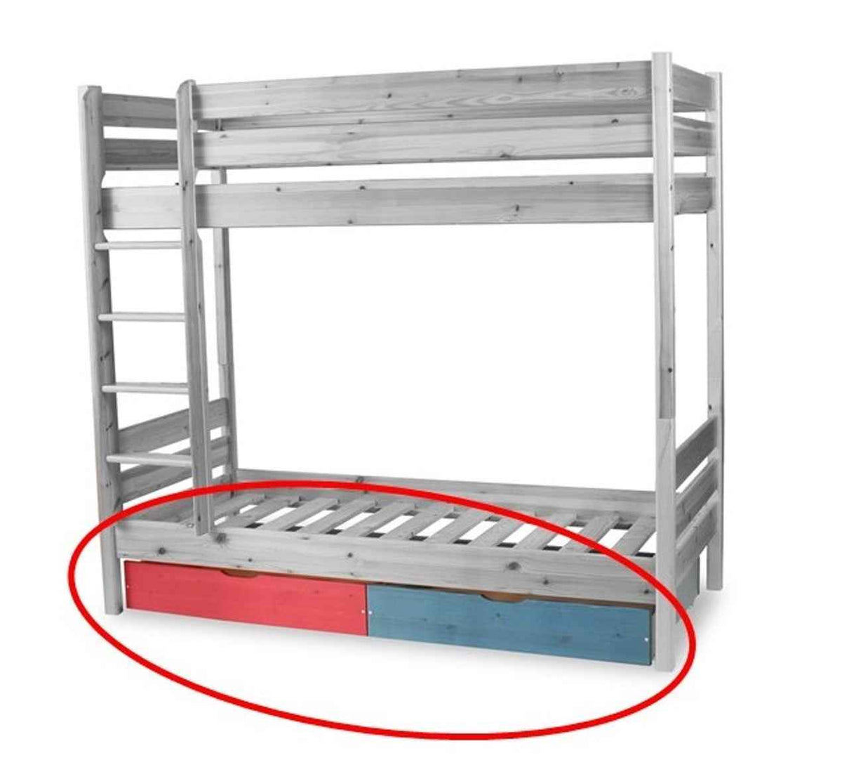 Bettkasten Geschwisterbett 90x200 cm | Leo Hochbett mit 2 Etagen für Kinder | Zwillingsbett 2x90x200 cm