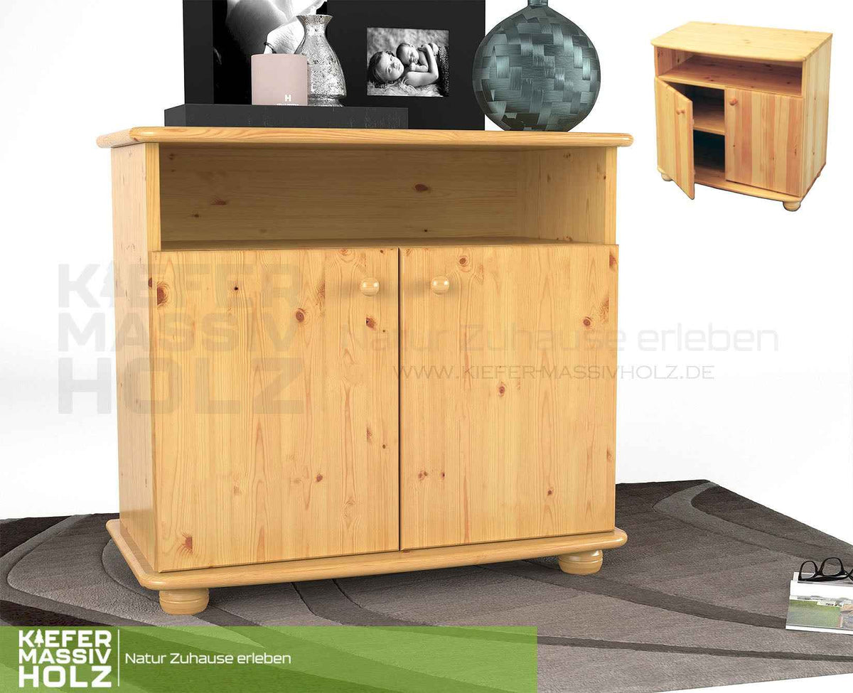 Claudia Kommode Sideboard aus 100% Bio Kiefer Massivholz | 2-Türig | 1 Regal