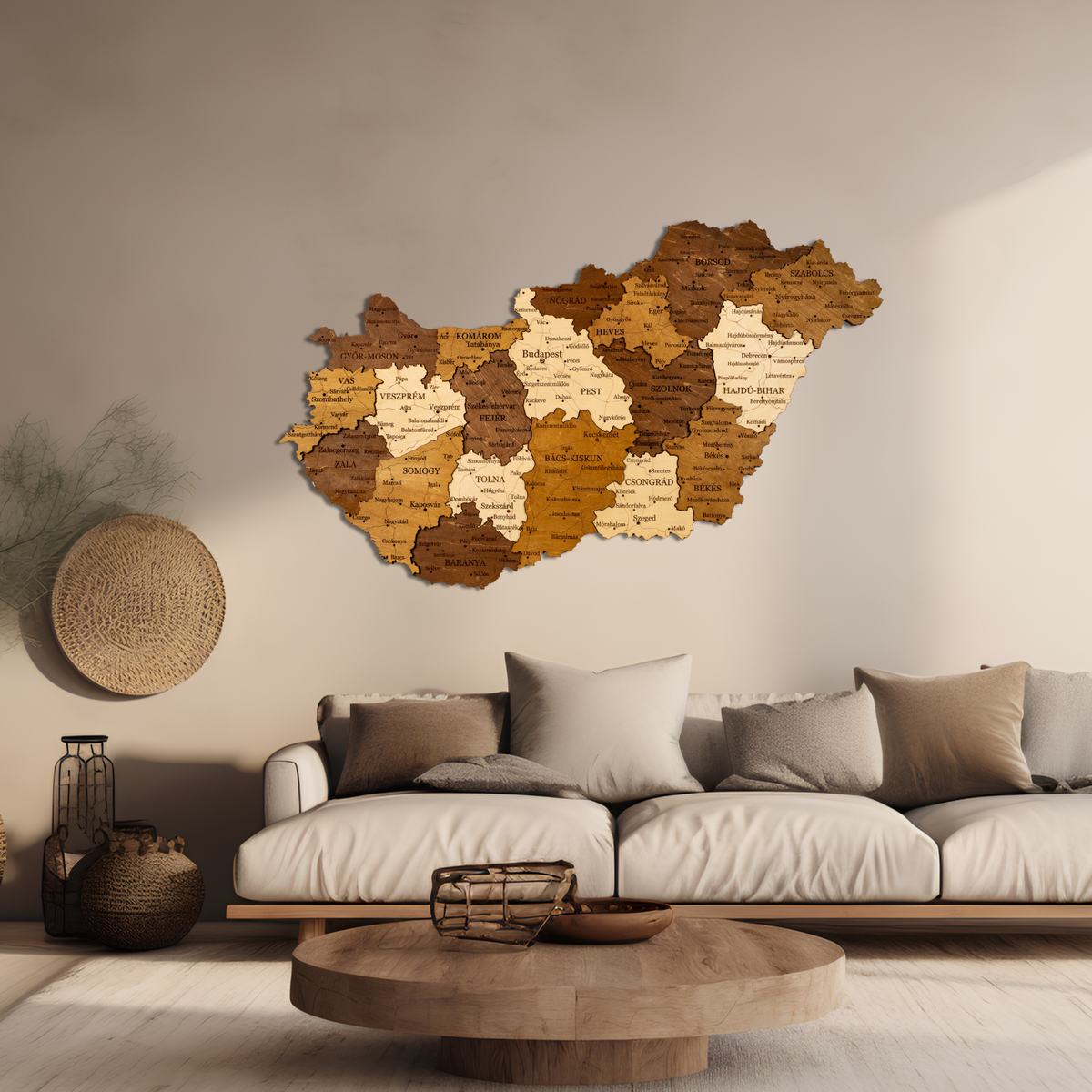 🇭🇺 Hungary 3D Wooden Map