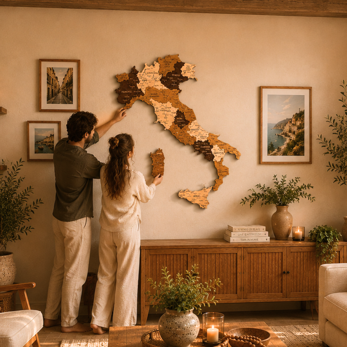 🇮🇹 Italy 3D Wooden Map