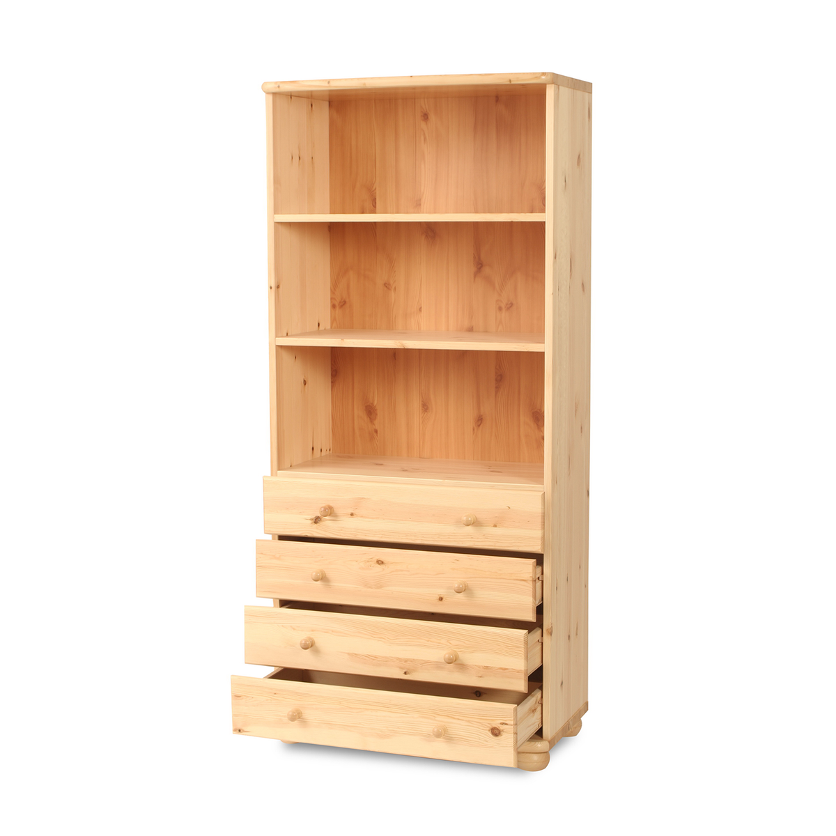 Claudia Büroschrank aus Massivholz | Aktenschrank Schubladenschrank | 4-Schubladen | 100% Bio Kiefer Massivholz