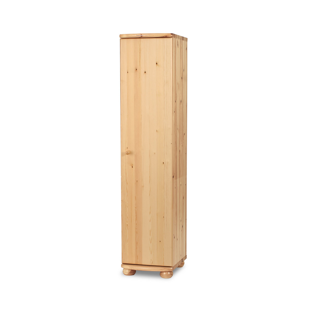 Claudia Kleiderschrank Bio Kiefer 62cm Tiefe | 1-Türig mit 4 Regalen aus 100% Massivholz