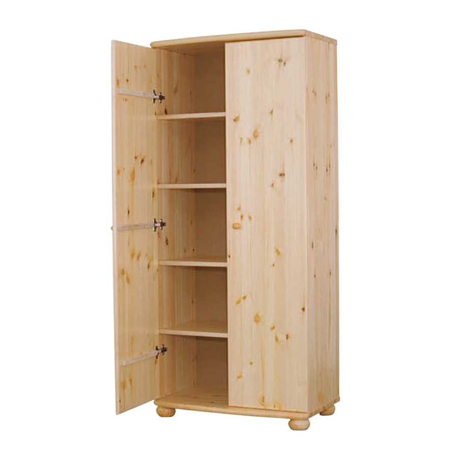 Claudia Kleiderschrank Bio Kiefer 2-türig | 45cm / 62cm Tiefe | 100% Massivholz mit Regalfächern