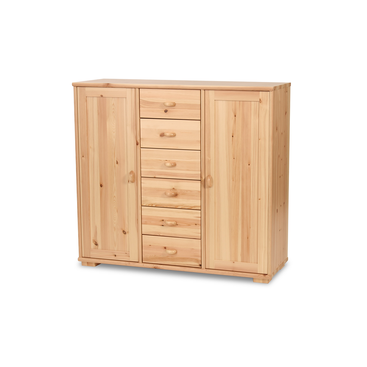 Vanessa Kommode Bio Massivholz | 2-Türig mit 6 Schubladen | Hochwertiges Sideboard aus 100% Bio Massivholz