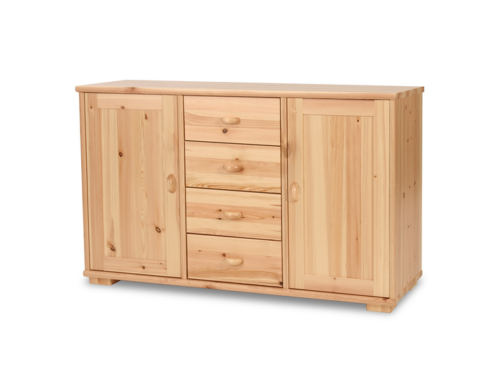 Vanessa Kommode aus Massivholz | 2-türig mit 4 Schubladen | 100% Bio-Massivholz Sideboard Anrichte