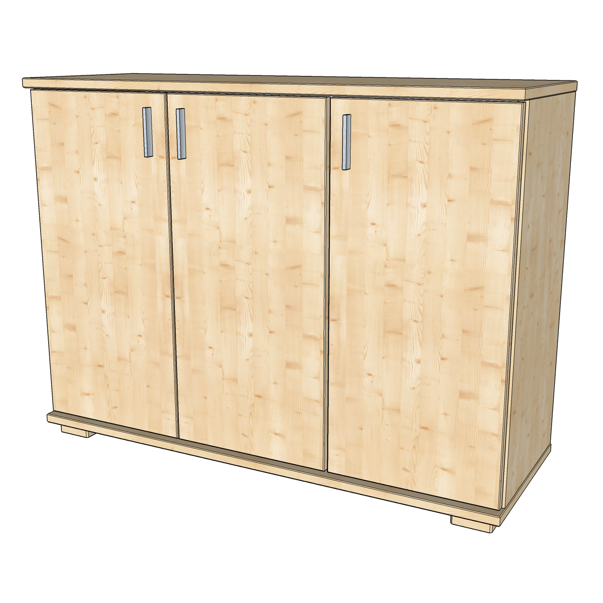 Nobis Kommode 120-er Bio Kiefer | Sideboard 3-türig aus 100% massivem Kiefernholz