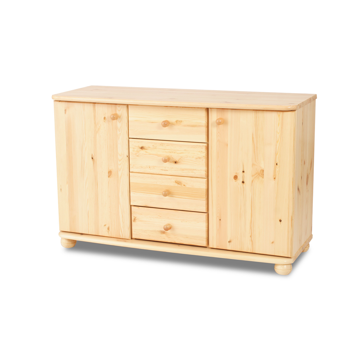 Claudia Kommode Bio Massivholz | Sideboard Anrichte mit 4 Schubladen und 2 Türen