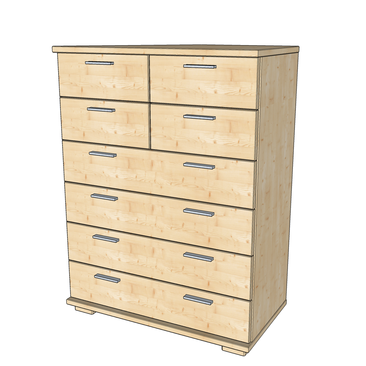 Nobis Schubladenkommode 8-Schubladen | 107cm hoch | 100% Bio Kiefer Massivholz Sideboard