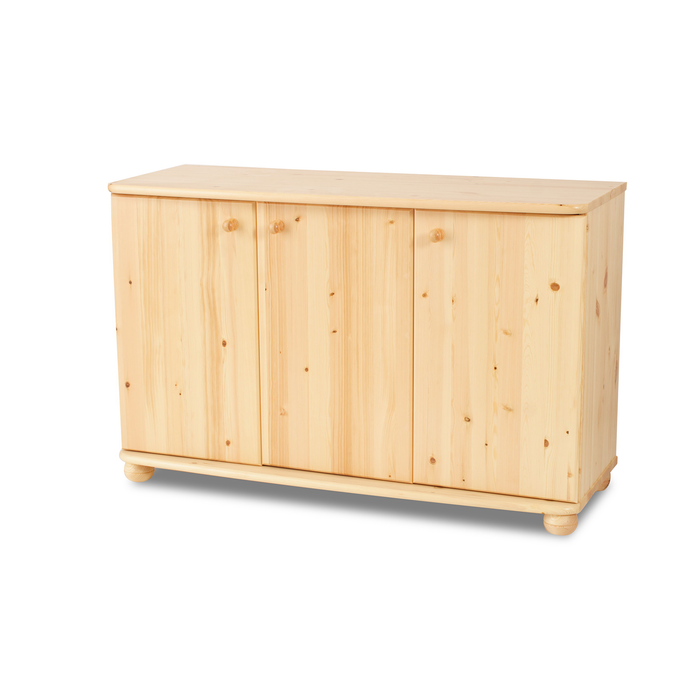 Claudia Kommode Bio Kiefer Massivholz | 3-Türig Sideboard mit 4-Regalfächern