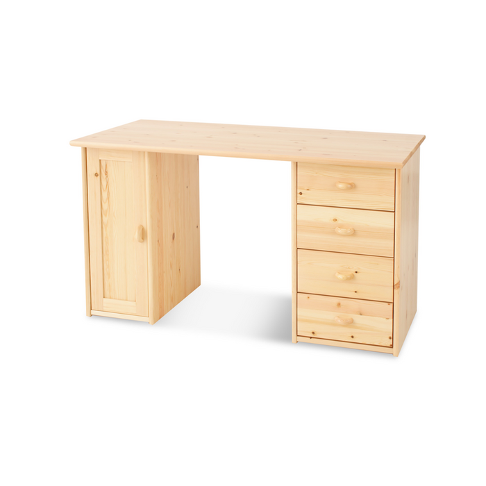 Vanessa Schreibtisch aus Kiefer Massivholz | 1-Türig | 4-Schubladen - Für ein stilvolles Home-Office