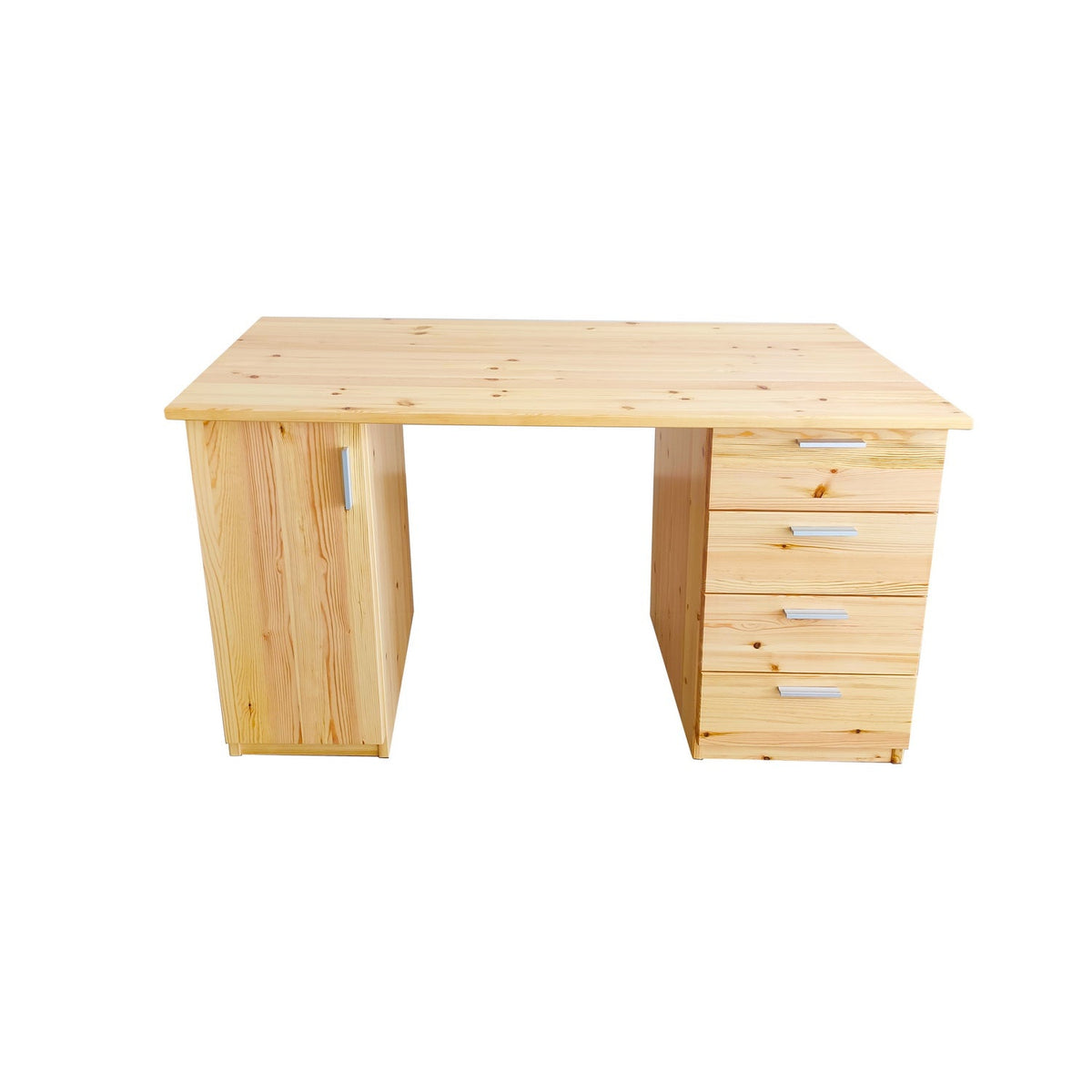 Nobis Bürotisch 100% Bio Kiefer | 1-Türig mit 4 Schubladen aus massivem Holz