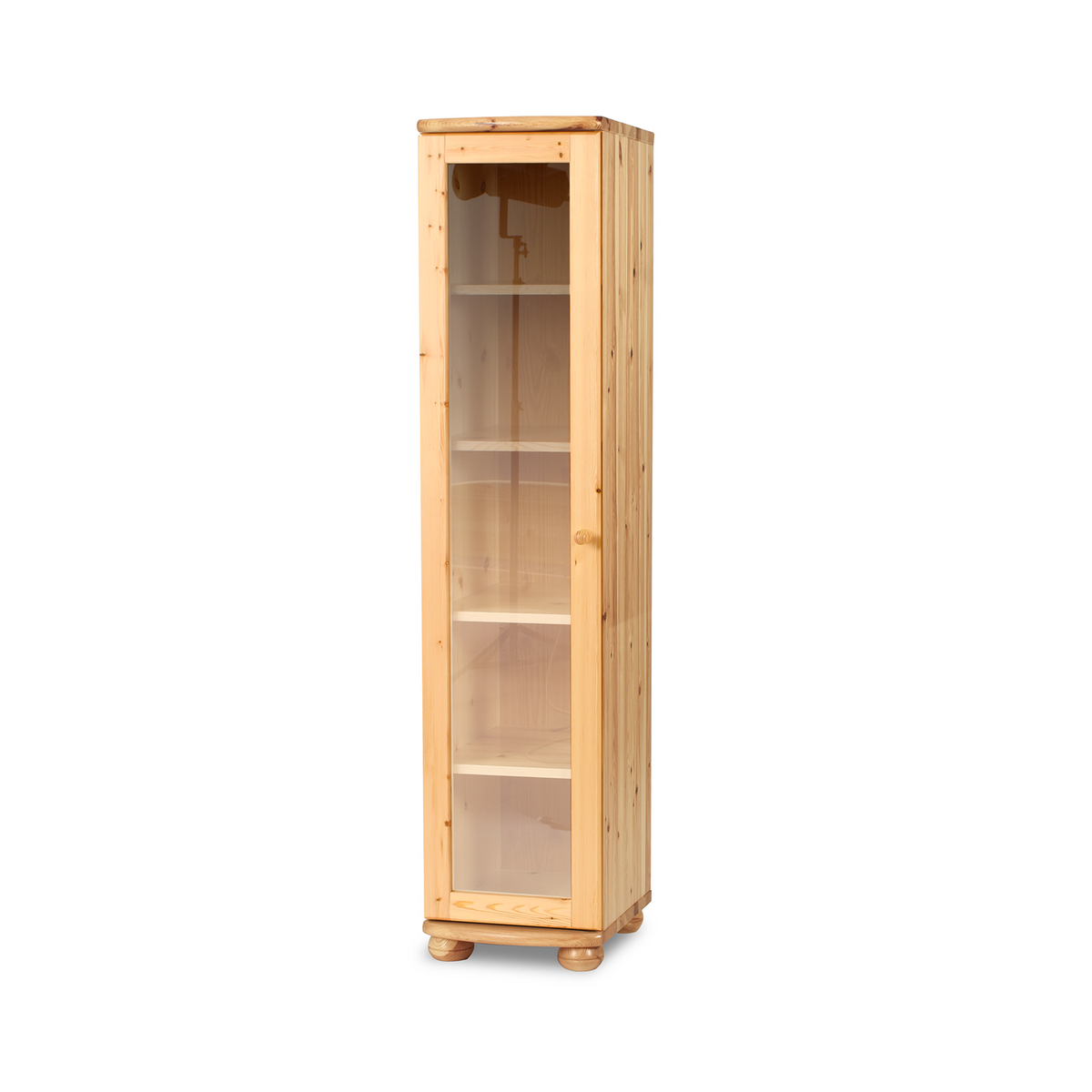 Claudia Vitrine Bio Kiefer Massivholz | 1-Türig mit 4 Regalen aus 100% Naturmaterial