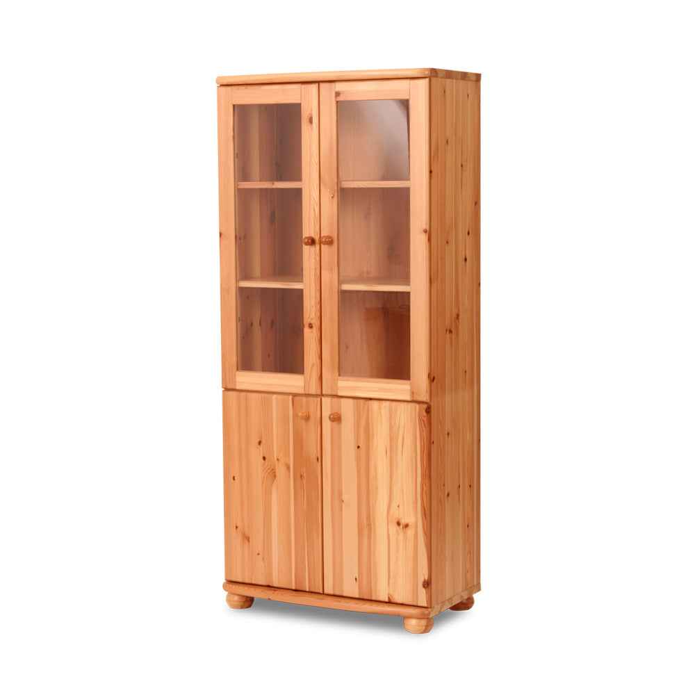 Claudia Buffetschrank Massivholz Vitrine V.2 aus 100% Bio Kiefer | 4-Türig und umweltfreundlich