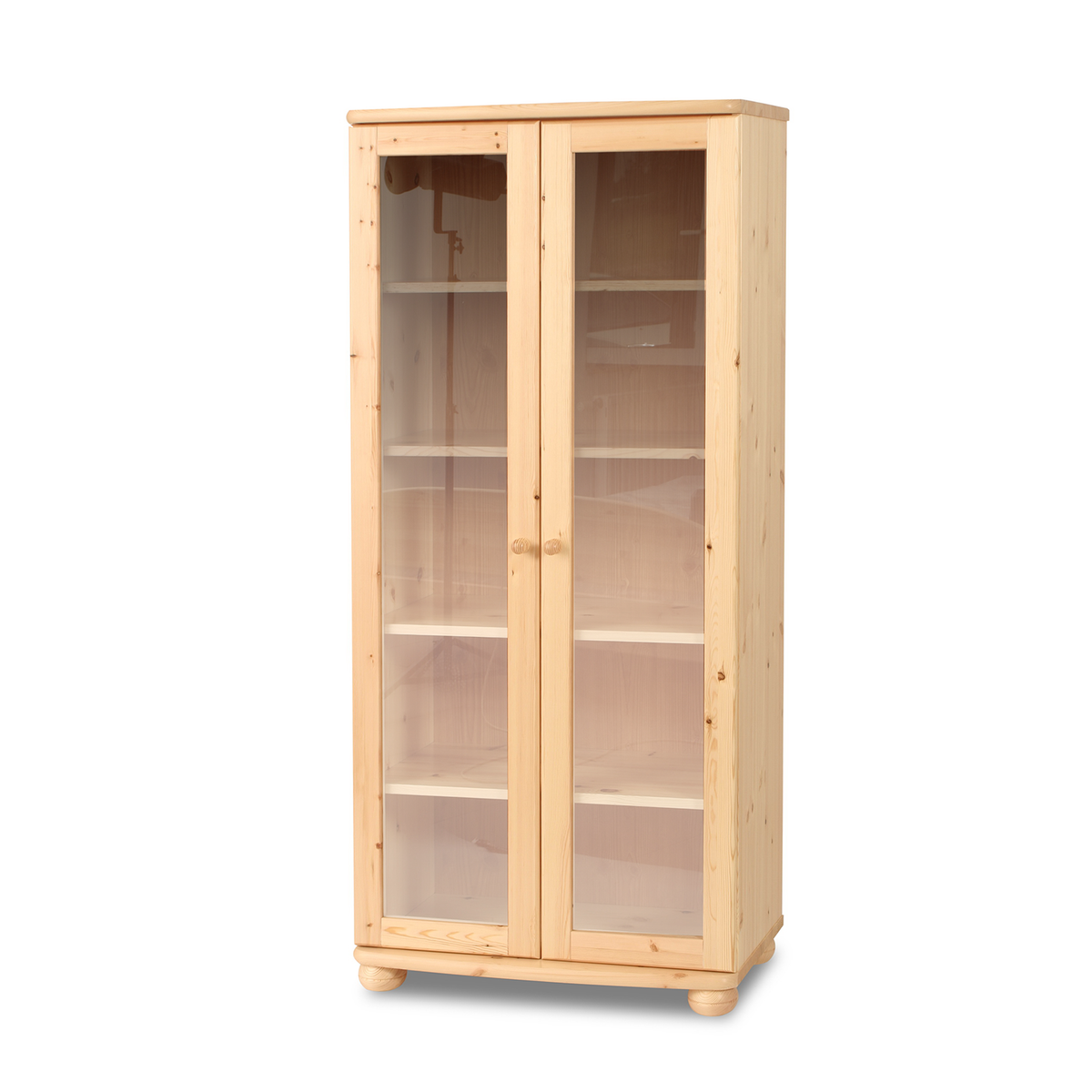 Claudia Vitrine Bio Kiefer Massivholz | 2-Türig mit 4 Regalen aus 100% natürlichem Holz