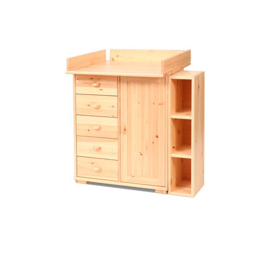Vanessa Wickelkommode Set aus Kiefer Massivholz – 100% Bio Wickeltisch Set für Ihr Baby