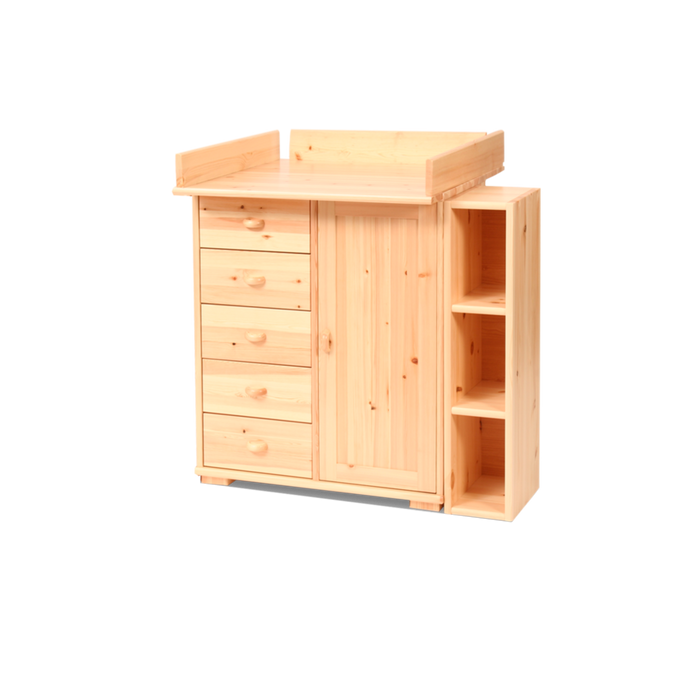 Vanessa Wickelkommode Set aus Kiefer Massivholz – 100% Bio Wickeltisch Set für Ihr Baby