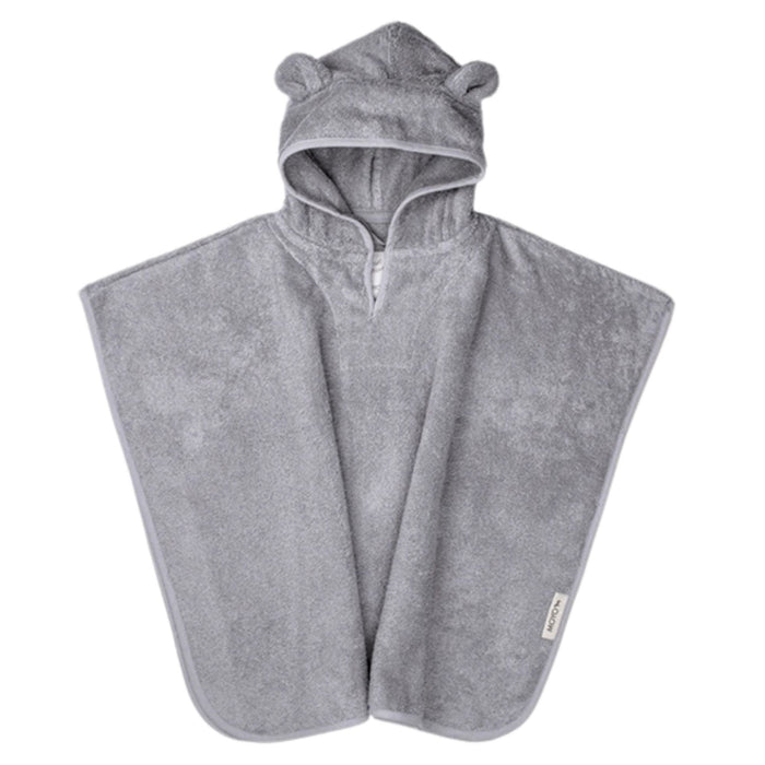Baby Badeponcho 75x75 cm – „Grau“ mit niedlichen Bärenohren