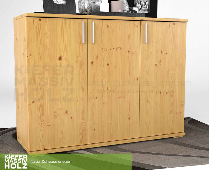 Nobis Kommode 120 Bio Kiefer | 3-türiges Sideboard aus 100% massivem Kiefernholz