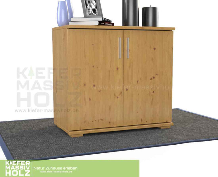 Nobis Kommode Massivholz | Sideboard Anrichte | 2-Türig | 90cm hoch | 100% Bio Kiefer Massivholz