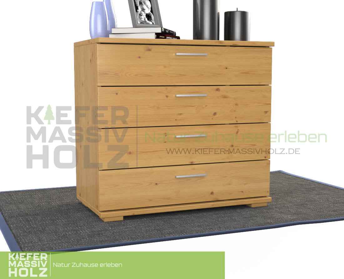 Nobis Kommode aus Kiefer Massivholz | Sideboard Anrichte mit 4 Schubladen aus 100% Bio Holz