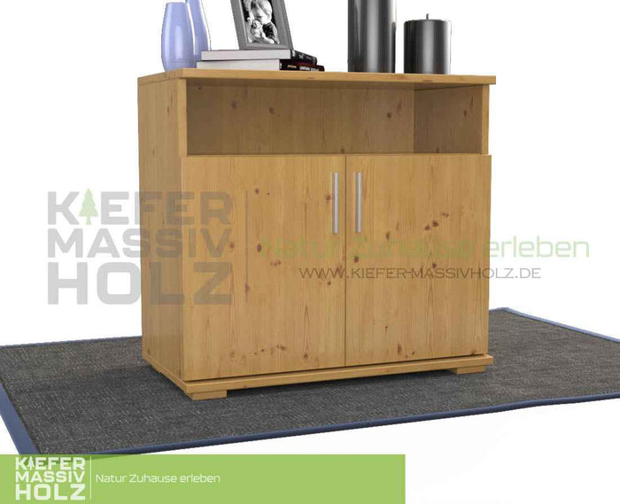 Nobis Kommode Sideboard Bio Kiefer Massivholz | 2-Türig mit Regalfach | 100% Natürliches Design