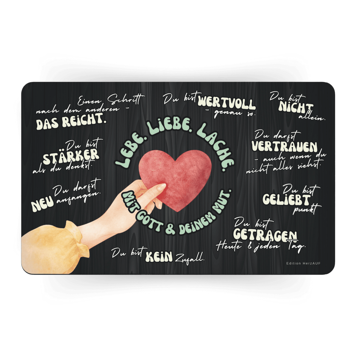 Frühstücksbrettchen zur Konfirmation "Lebe. Liebe. Lache."