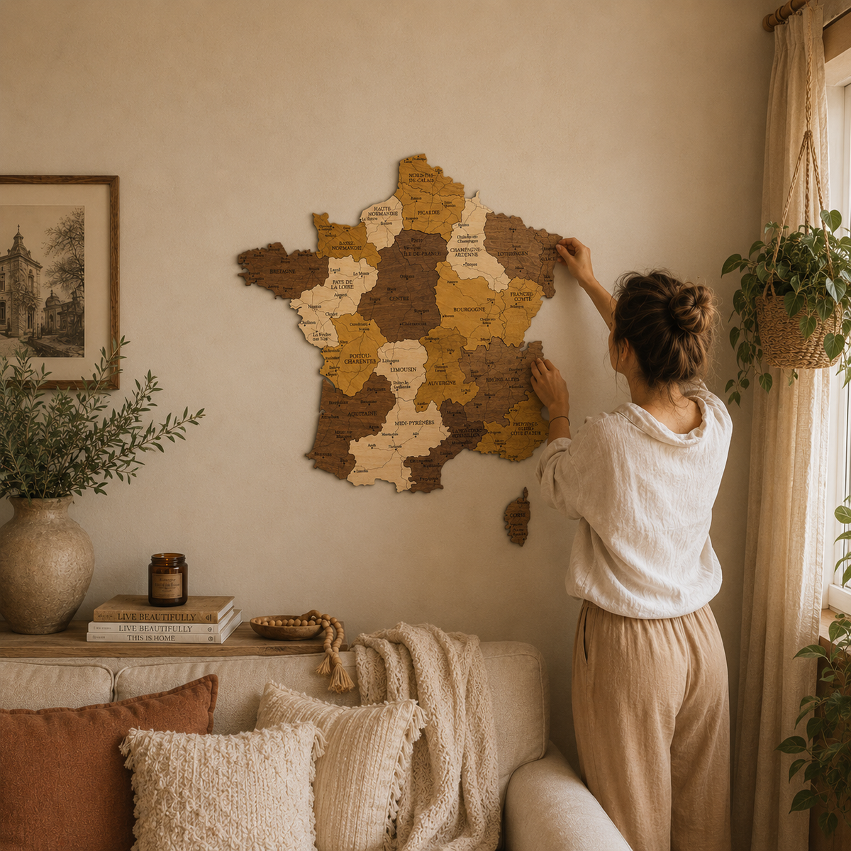 🇫🇷 France 3D Wooden Map