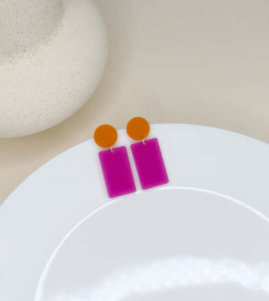 Orange Lilac Statement Ohrringe