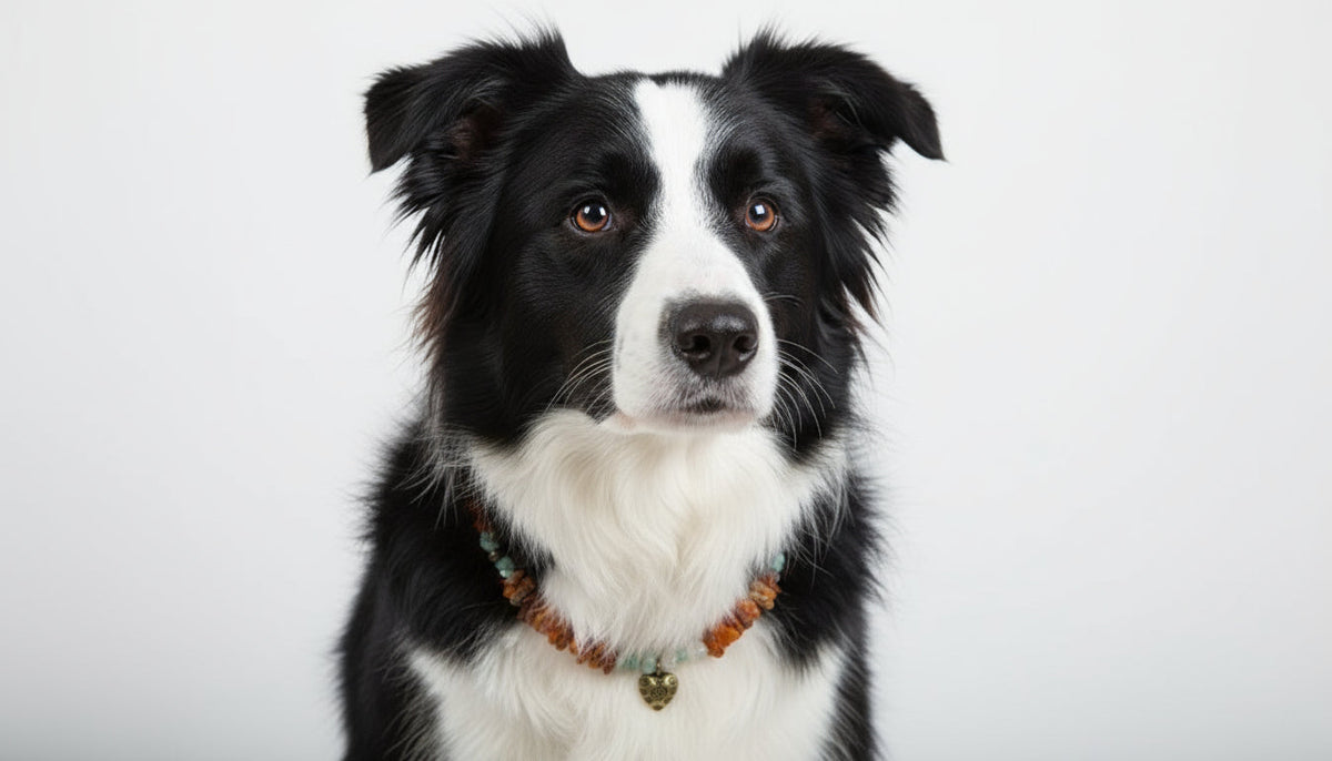 Hunde Bernsteinkette mit Jade Länge 41cm
