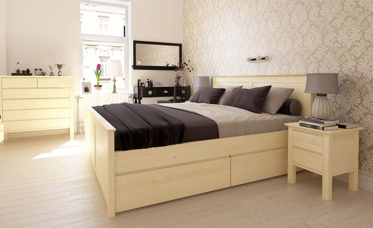 FLORANCE Massivholzbett mit Schubladen – Stilvolles Design trifft Funktionalität