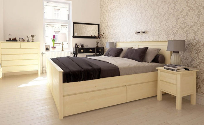 FLORANCE Massivholzbett mit Schubladen – Stilvolles Design trifft Funktionalität