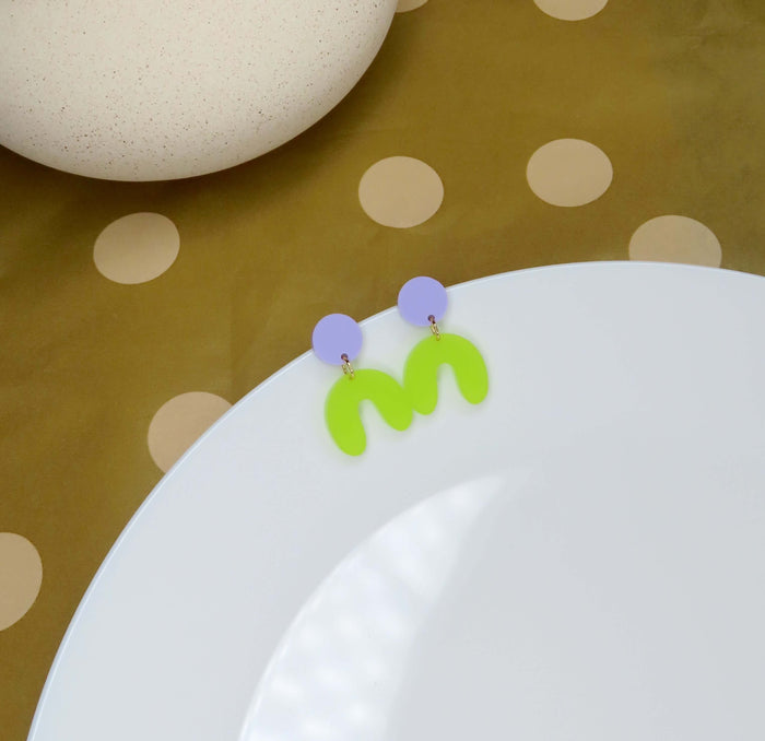 Lime Flieder Arch Bogen Ohrringe