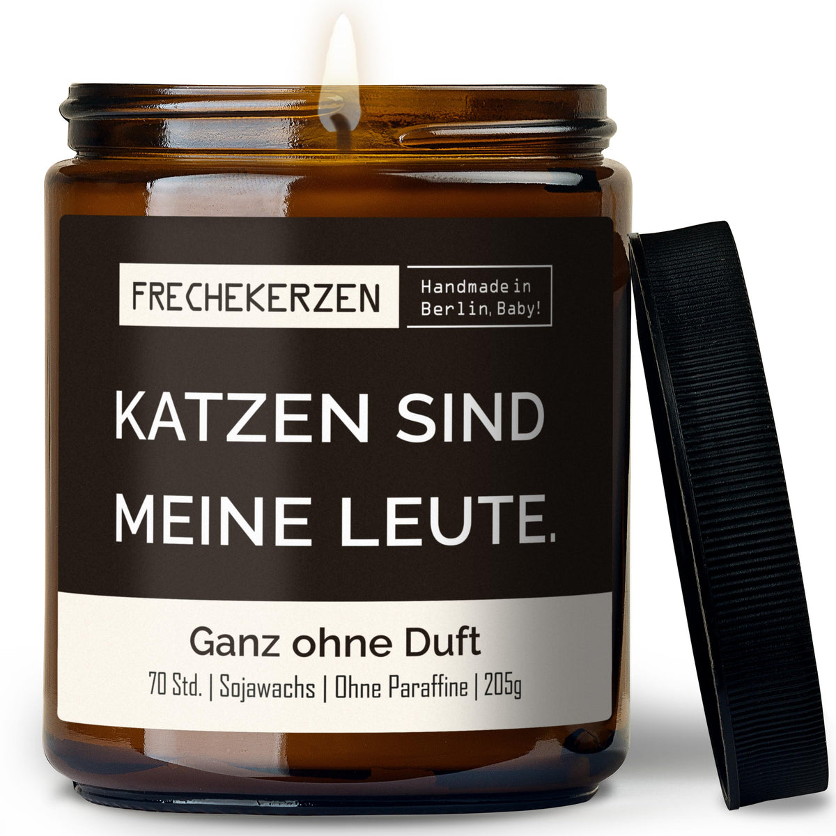 Kerze mit Spruch | katzen sind meine leute.