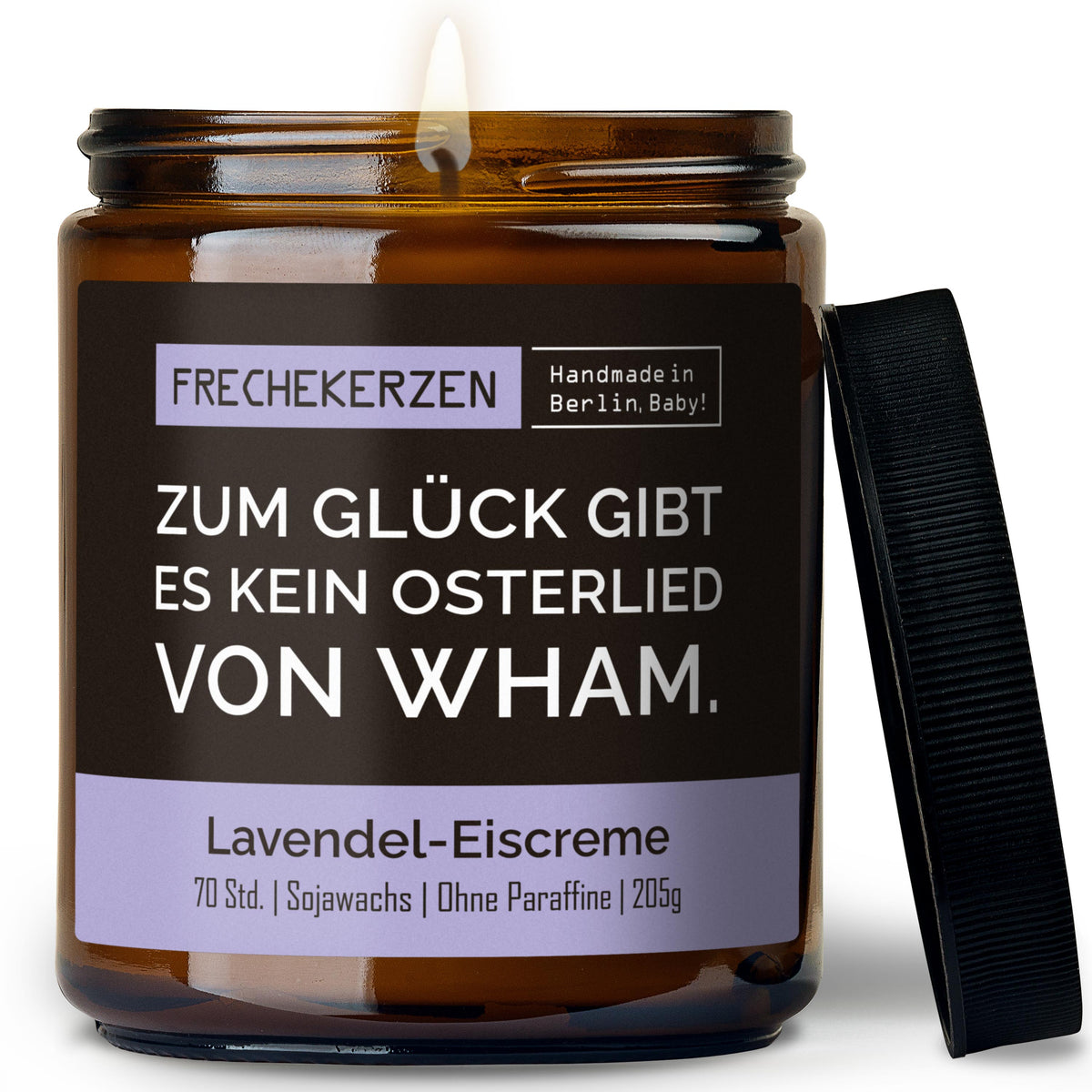Kerze mit Spruch | zum glück gibt es kein osterlied von wham.