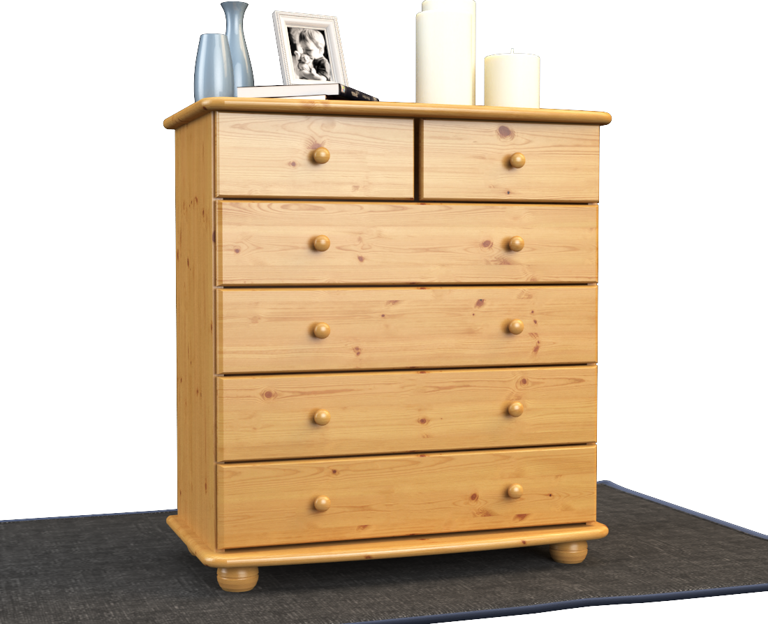 Anika Kommode Massivholz aus 100% Bio Kiefer | 6-Schubladen Sideboard für modernen Wohnstil