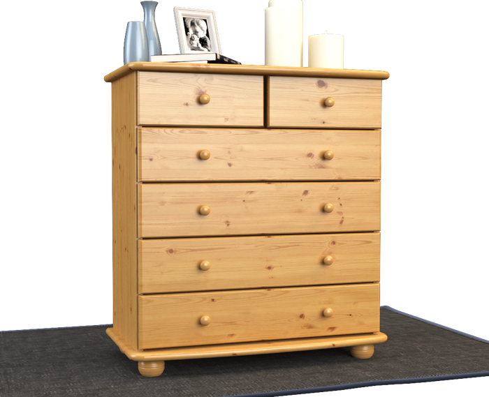Anika Kommode Massivholz aus 100% Bio Kiefer | 6-Schubladen Sideboard für modernen Wohnstil