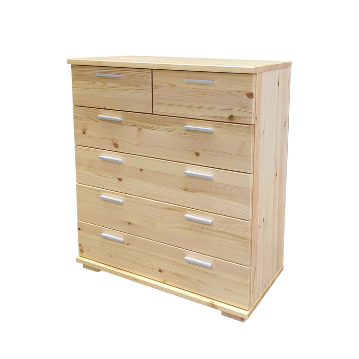Nobis Kommode aus Bio Kiefer – 90-er Sideboard mit 6 Schubladen aus massivem Holz